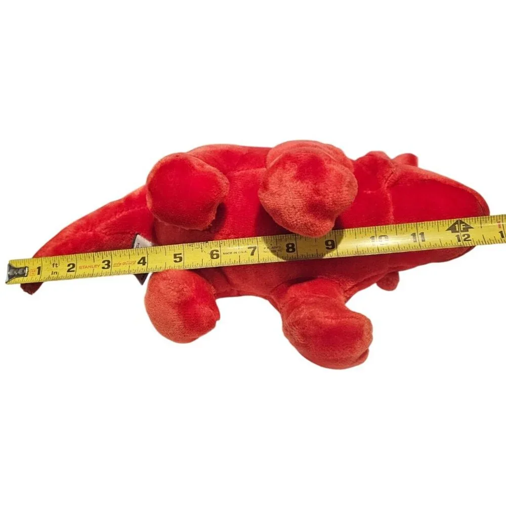 Animal Playthings Red Dinosaur Plush Triceratops Vintage Stuffed Animal 13